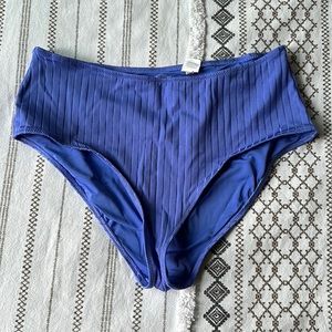 NWOT Aerie Mid Rise Blue Bikini Bottom, Size L